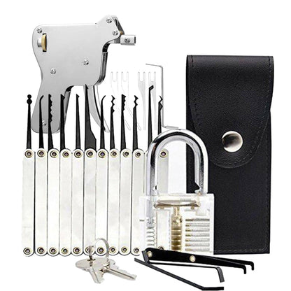 12 Piece Lock Pick Set with Transparent Practice Lock