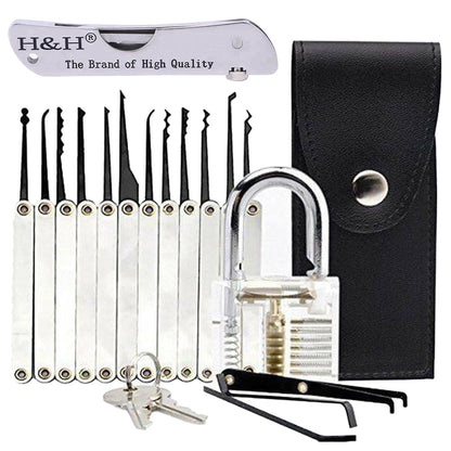 12 Piece Lock Pick Set with Transparent Practice Lock