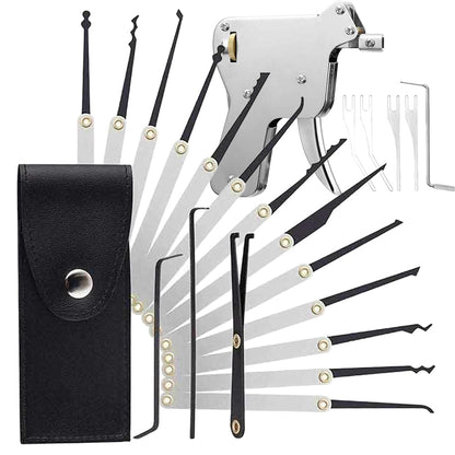 15 Pieces Lock Pick Tool Kit and Transparent Practice Lock