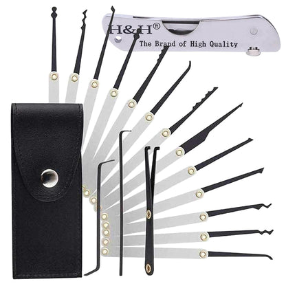 15 Pieces Lock Pick Tool Kit and Transparent Practice Lock