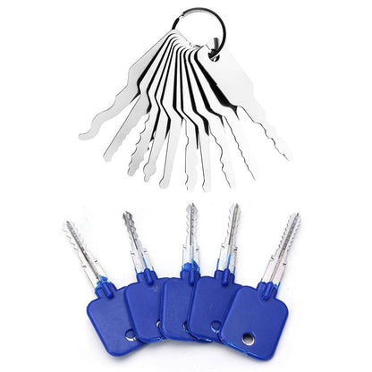 10 Pieces Car Jiggler Keys Set and 5 Pieces Try-Out Keys Set Lock Repairing Tool