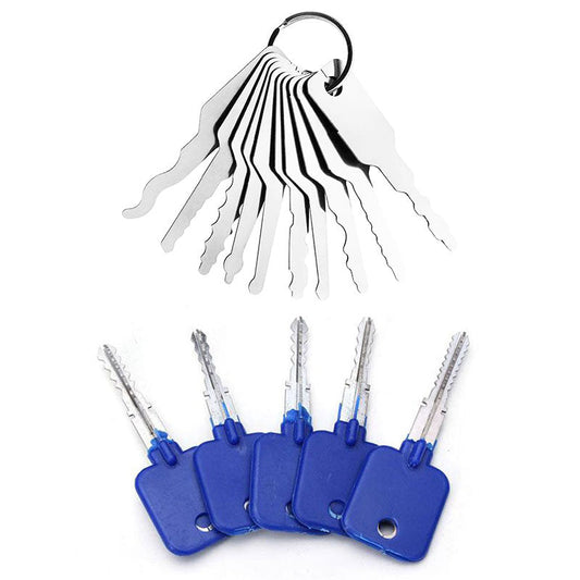 10 Pieces Car Jiggler Keys Set and 5 Pieces Try-Out Keys Set Lock Repairing Tool
