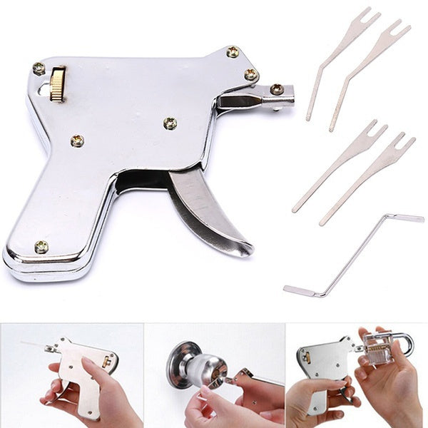 Stainless Steel Lock Pick Gun With 5 Needles and Tension Tools