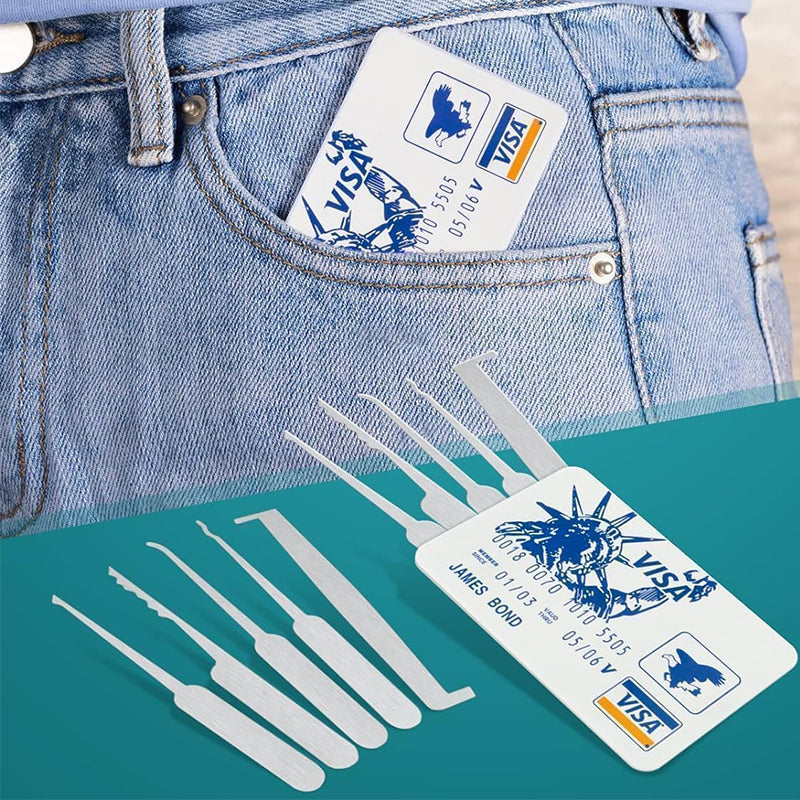 25 Piece Lock Pick Set with 12 Stainless Steel Lock Picking Kit, 3 Transparent Training Locks, 5 Piece Credit Card Lock Picking Kit, 5 Wrenches Tools