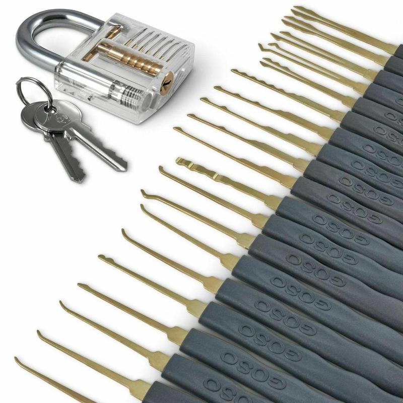 24 Piece LockPicking Set Transparent Practice Padlock Bundle