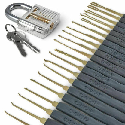24 Piece LockPicking Set Transparent Practice Padlock Bundle