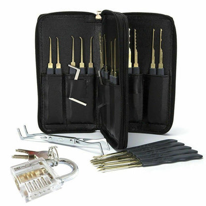 24 Piece LockPicking Set Transparent Practice Padlock Bundle