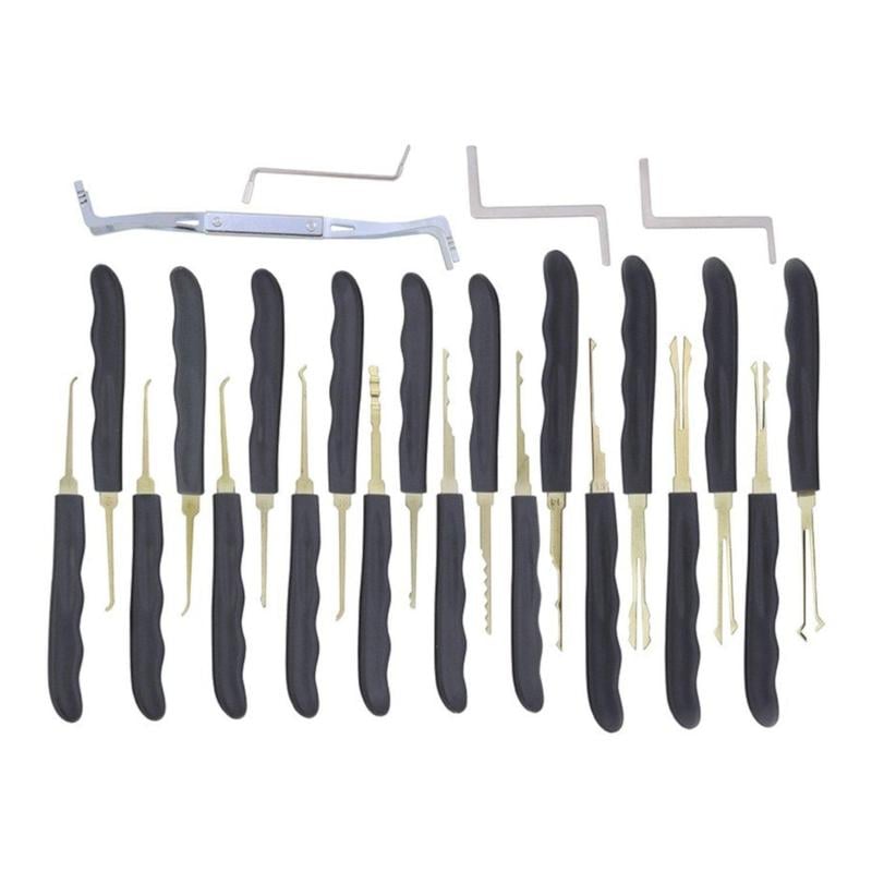 24 Piece LockPicking Set Transparent Practice Padlock Bundle