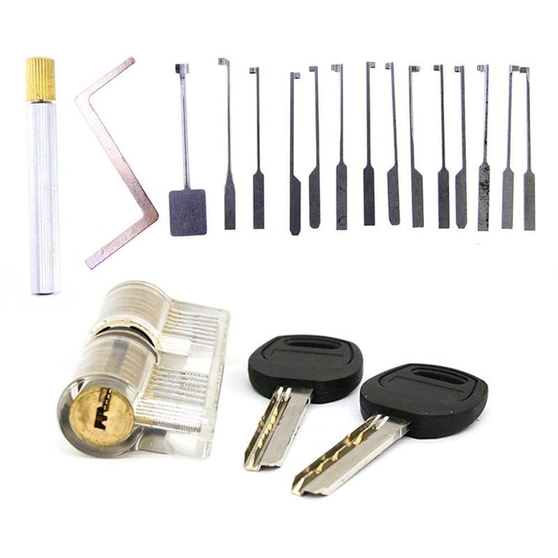 Dimple Lock Pick Set with Transparent Practice Lock Bundle