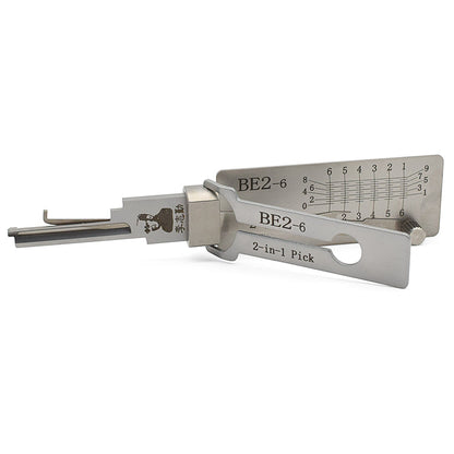 Original Lishi BE2-6 Lock Pick 2-in-1 Pick & Decoder for 6 Pin SFIC Cylinders