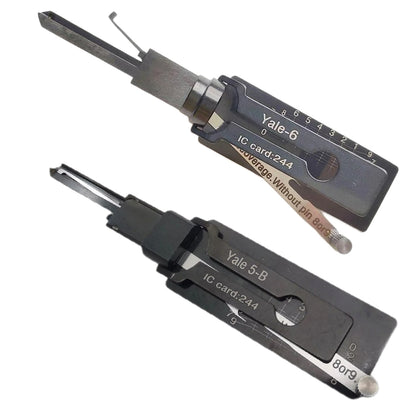 Lishi Style Yale-6 Lock Pick 2-in-1 Pick & Decoder for YALE 6-Pin Rim Cylinder