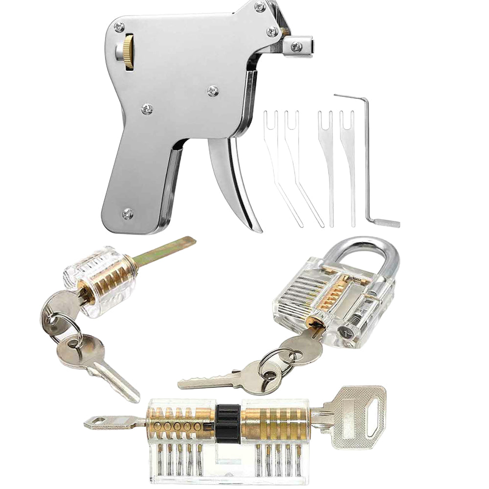 Stainless Steel Lock Pick Gun With 5 Needles and Tension Tools
