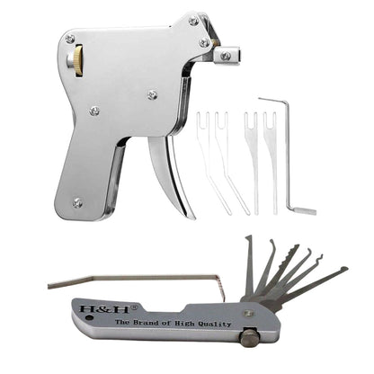 Stainless Steel Lock Pick Gun With 5 Needles and Tension Tools