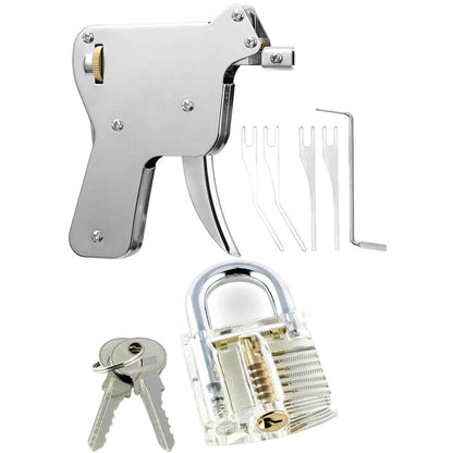 Stainless Steel Lock Pick Gun With 5 Needles and Tension Tools